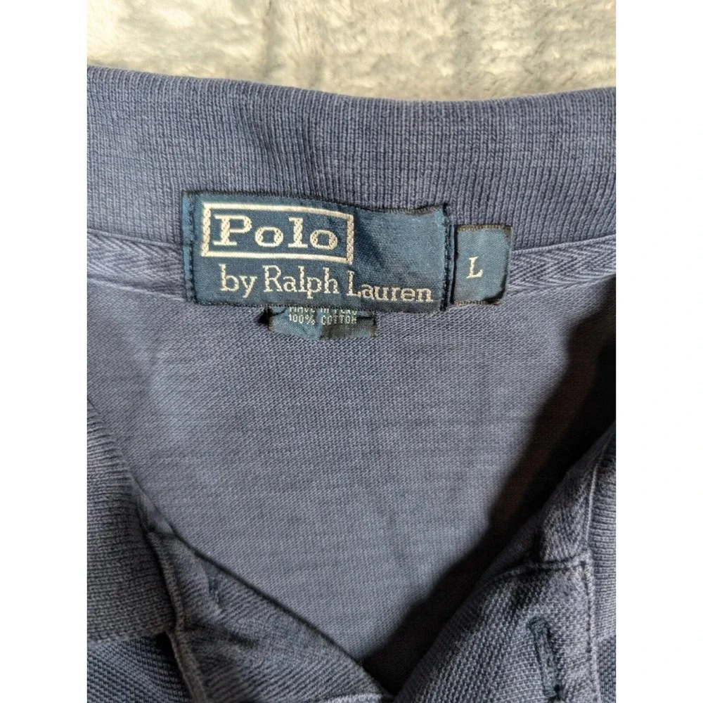 Vintage Polo Ralph Lauren Vented Rugby Short Sleeve Polo Shirt Mens Blue Sz L